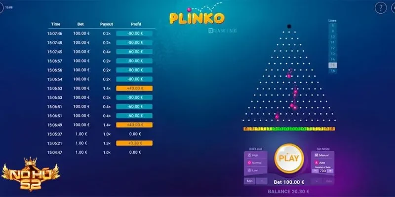 Nohu52 mang đến sân chơi Plinko may mắn và đầy kịch tính